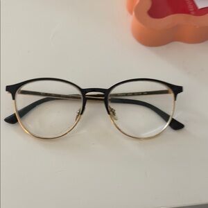 Round Two-Tone Metal Eyeglasses — Black & Gold